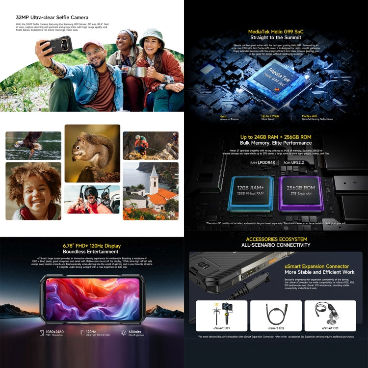 Ulefone Armor 27 Rugged Phone, 12GB+256GB, Night Vision, 10600mAh, 6.78 inch Android 14 MediaTek Helio G99 Octa Core, Network: 4G, NFC, OTG, Armor 27 Ulefone Armor 27 Rugged Phone, 12GB+256GB, Night Vision, 10600mAh, 6.78 inch Android 14 MediaTek Helio G99 Octa Core, Network: 4G, NFC, OTG, Armor 27